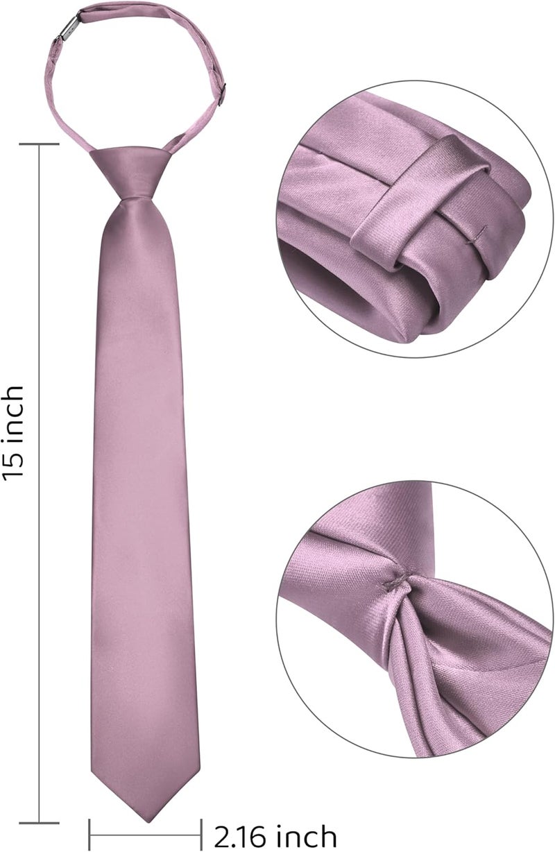 Branduce Pre-Tied Boys Ties Solid Color Kids Adjustable Necktie for Age 8-12 Wedding School Graduation - Image 1